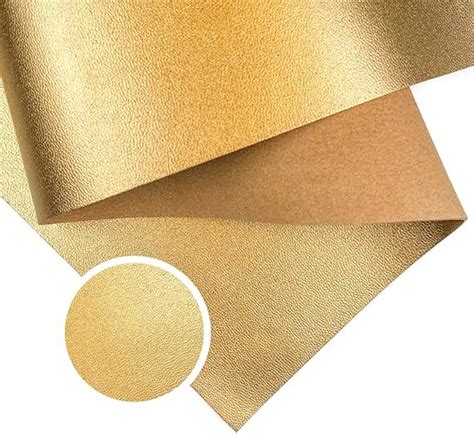 Real Pure Gold Metallic Leather: Genuine Shiny Leather Material 